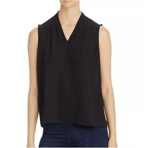 Tahari Black Pleated V-Neck Sleeveless Knit Women's Blouse Size S